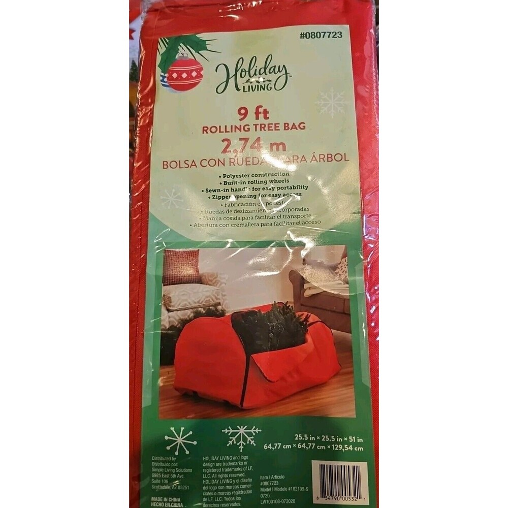 Simple Living Solutions 182109-S Rolling 9' Christmas Tree Storage Bag NEW SEALE